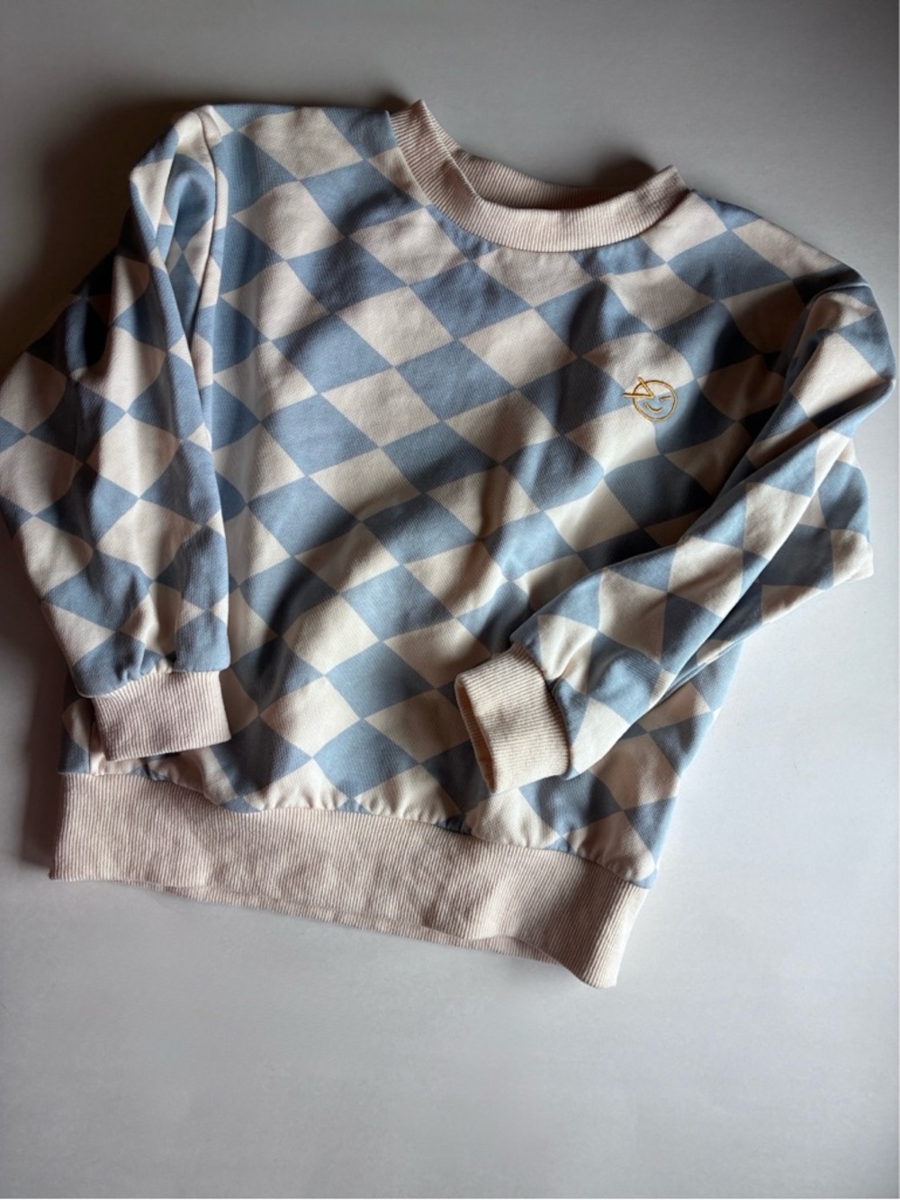 VGUC Wynken Blue & Cream Diamonds Sweatshirt 4y